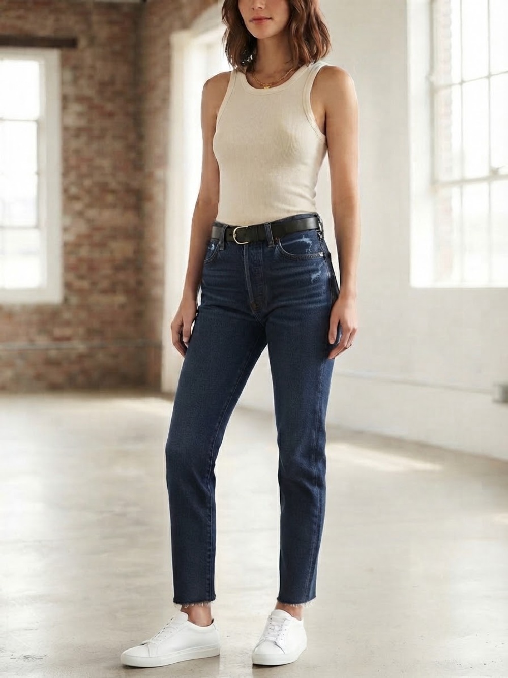 Levi's 501 Dark Blue Straight Leg Jeans